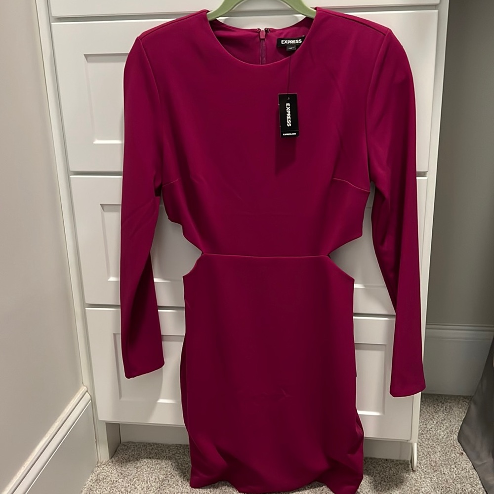 EXPRESS Woman’s Small Long Sleeve Open Side Dress-Magenta